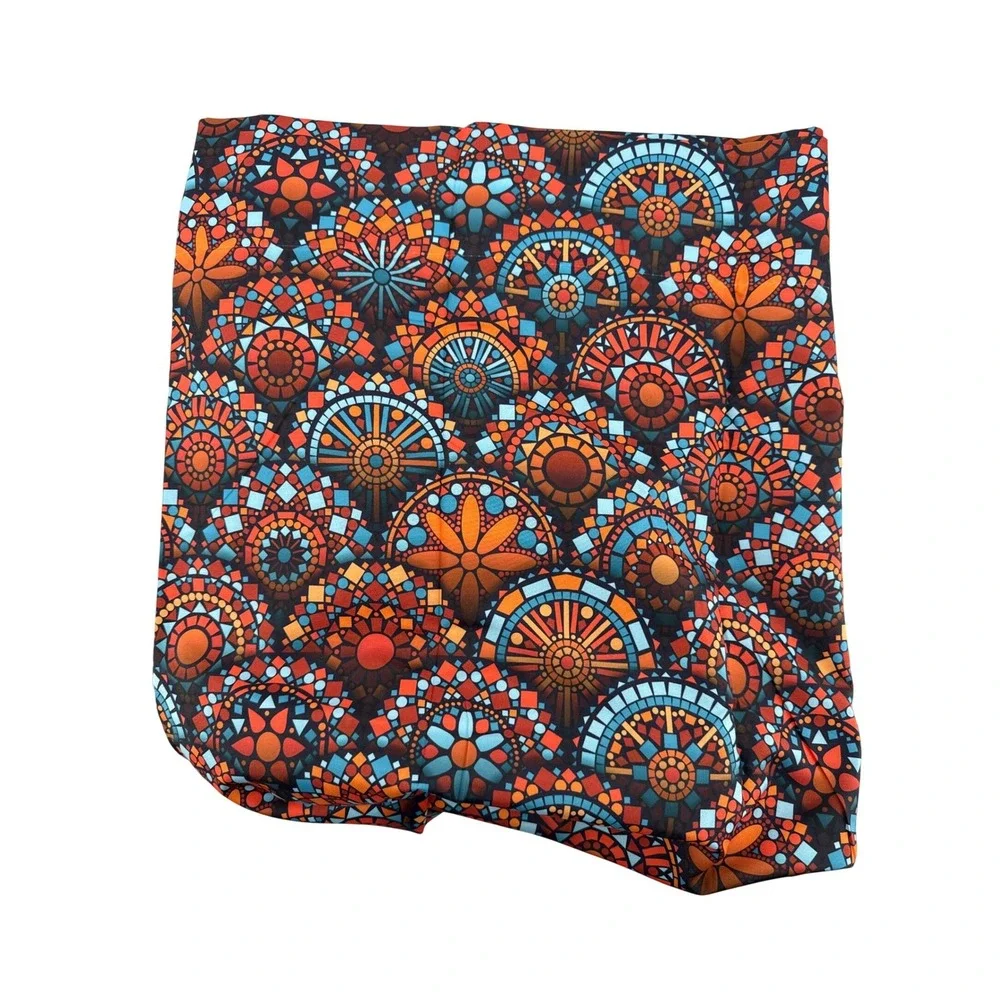 Ambesonne Mosaic Mandala Window Curtains 2 Panel Set Orange Turquoise 56x84 NEW